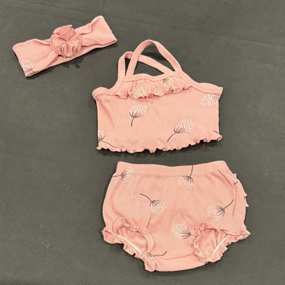 Rachel Zoe Pink Floral Diaper Cover Set